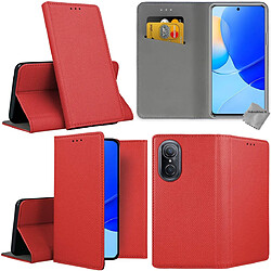 Htdmobiles Housse etui portefeuille avec coque intérieure en silicone pour Huawei Honor 50 SE / Nova 9 SE + film ecran - ROUGE MAGNET