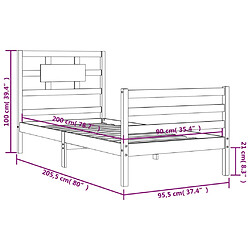 vidaXL Cadre de lit sans matelas 90x200 cm bois massif pas cher