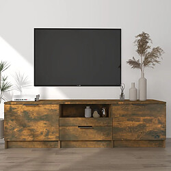 Maison Chic Meuble TV scandinave - Banc TV pour salon Chêne fumé 140x35x40 cm Bois d'ingénierie -MN67186