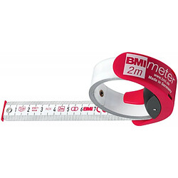 BMI 429341021 Ruban a mesurer avec frein/clip de ceinture, Rouge/blanc, 3 m x 16 mm