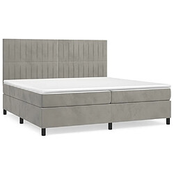 vidaXL Sommier à lattes de lit et matelas Gris clair 200x200cm Velours