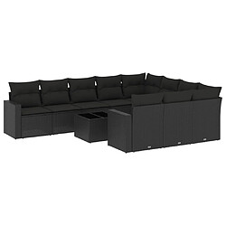 Maison Chic Salon de jardin 11 pcs avec coussins | Ensemble de Table et chaises | Mobilier d'Extérieur noir résine tressée -GKD21584