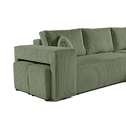 Bestmobilier Topaze - canapé d'angle réversible 4 places - convertible avec coffre, tablette et poufs - en velours côtelé pas cher