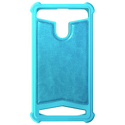 Avizar Coque Téléphone 5.3'' à 5.5'' Silicone Gel Coins Bumper Dos Effet Cuir Turquoise