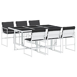 vidaXL Ensemble à manger de jardin avec coussins 7 pcs blanc textilène