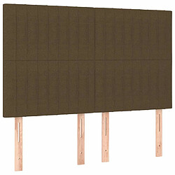 Acheter Maison Chic Tête de lit scandinave à LED,meuble de chambre Marron foncé 144x5x118/128 cm Tissu -MN58842