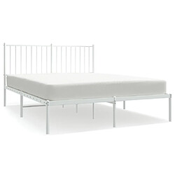 Maison Chic Lit adulte 140x200cm- Cadre de lit métal avec tête de lit pour chambre blanc -MN75085