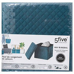 Five Simply Smart Pouf Pliable Velours Bleu canard - FIVE