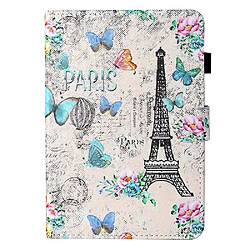 Etui en PU avec support et porte-carte Tour/papillon/fleur pour votre Samsung Galaxy Tab A8 10.5 (2021) X205/X200