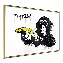 Paris Prix Affiche Murale Encadrée Banksy Banana Gun II 60 x 40 cm Or