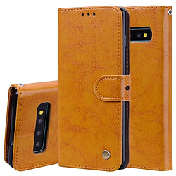 Wewoo étuis en cuir Coque Housse Etui à rabat horizontal de texture Business Style Oil pour Galaxy S10, avec porte-cartes (portefeuille)