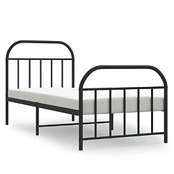 Maison Chic Lit adulte - Lit simple Cadre de lit métal avec tête de lit/pied de lit,Structure du lit Contemporain pour chambre noir 90x190 cm -MN74597