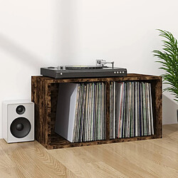 vidaXL Boîte de rangement à disques vinyle Chêne fumé 71x34x36 cm Bois