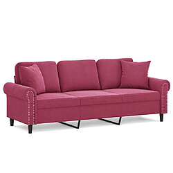 Maison Chic Canapé 3 places avec oreillers,Sofa de Salon,Canapé droit bordeaux 180 cm velours -GKD688018