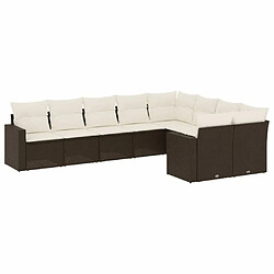 Maison Chic Salon de jardin avec coussins 9 pcs, Ensemble Tables et chaises de jardin, marron résine tressée -GKD815976