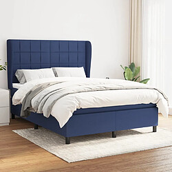 Maison Chic Lit Adulte - Lit simple Lit à sommier tapissier avec matelas moelleux - Meuble de Chambre - Bleu 140x190 cm Tissu -MN66727