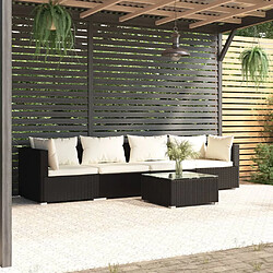 vidaXL Salon de jardin 5 pcs avec coussins résine tressée noir