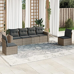 Maison Chic Ensemble Tables et chaises d'extérieur 6pcs avec coussins,Salon de jardin gris résine tressée -GKD848424