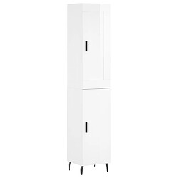 vidaXL Buffet haut Blanc brillant 34,5x34x180 cm Bois d'ingénierie