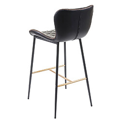 Acheter Mendler 2x tabouret de bar HWC-E55, chaise de bar/comptoir, vintage, haubans dorés ~ similicuir noir