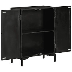 Avis vidaXL Buffet noir 55x30x77 cm bois massif de manguier et fer