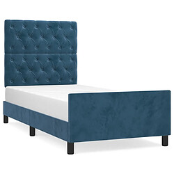 Maison Chic Lit adulte - Cadre Structure de lit avec tête de lit Contemporain Bleu foncé 80x200 cm Velours -MN30843