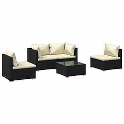 Maison Chic Salon de jardin 5 pcs + coussins - Mobilier/Meubles de jardin - Table et chaises d'extérieur Résine tressée Noir -MN18826