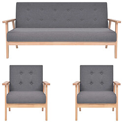 Maison Chic Ensemble de canapés 3 pcs, Canapé droit Sofa pour Salon Tissu Gris foncé -GKD403254