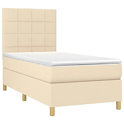 Avis Maison Chic Lit Adulte - Lit simple Lit à sommier tapissier avec matelas moelleux - Meuble de Chambre - Crème 100x200 cm Tissu -MN44931