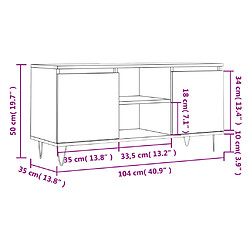 vidaXL Meuble TV gris béton 104x35x50 cm bois d'ingénierie pas cher