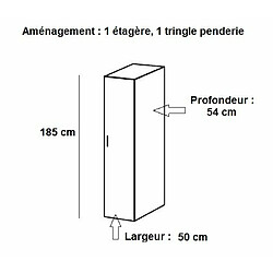 Inside 75 Colonne de rangement LUND penderie blanc mat largeur 50 x 54 cm profondeur