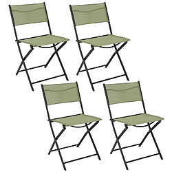 Toilinux Lot de 4 Chaises pliantes pliante d'extérieur Elba - Vert