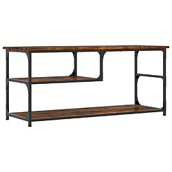 Maison Chic Meuble TV scandinave - Banc TV pour salon chêne fumé 103x38x46,5 cm bois d'ingénierie et acier -MN78396