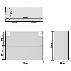 vidaXL Armoire en verre suspendue Noir 80x31x60 cm Bois d'ingénierie pas cher