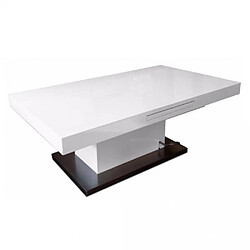 Inside 75 Table basse relevable extensible SETUP blanc brillant socle acier brossé