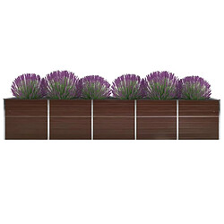 Maison Chic Jardinière,Lit surélevé de jardin - Bac à fleurs - pot de fleur Acier galvanisé 400x80x45 cm Marron -GKD14878