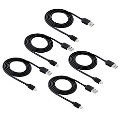 Wewoo Câble noir pour iPhone X / 8 et 8 Plus / 7 7 Plus / 6 6 6 Plus 6 s Plus / iPad 5 PCS 1 m Haute vitesse Lightning à USB Sync Kit de de charge,