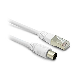 Metronic Câble TV coaxial et Ethernet mâle/mâle RJ45 - 2 m - blanc