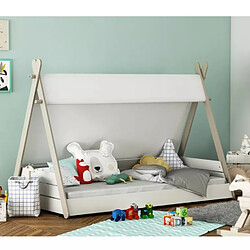 Mes Lit totem pour enfant 70x140 cm taupe et blanc