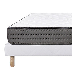 Acheter Visiodirect Ensemble Matelas CASTO 160x200 cm,en mousse haute densité, ferme, face été/hiver, épaisseur 20cm + sommier gris épaisseur 20cm