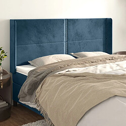 Maison Chic Tête de lit moderne avec oreilles pour chambre - Décoration de lit Bleu foncé 163x16x118/128 cm Velours -MN60105