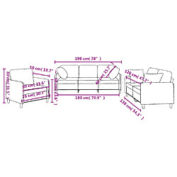 vidaXL Ensemble de canapés 3 pcs coussins gris clair tissu pas cher