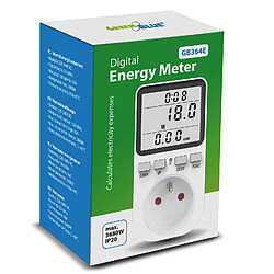 Compteur d'énergie GreenBlue, wattmètre, prise, type E, 220-240V AC, 50Hz, charge max. 16A, IP20, batterie intégrée, GB364 E pas cher