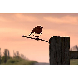 Avis Metalbird Oiseau à planter rouge gorge en acier corten Hauteur 14cm.