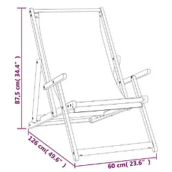 vidaXL Chaise de plage pliable Bois de teck solide Rouge pas cher