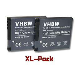 vhbw 2x batterie remplacement pour Canon NB-8L pour appareil photo APRN (600mAh, 3,6V, Li-ion)