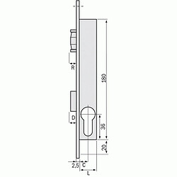 Serrure à larder 1 point pêne dormant et rouleau à cylindre européen axe 21 mm - Pour gâche électrique Métalux 8