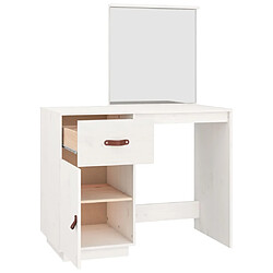 Helloshop26 Coiffeuse en bois avec miroir 95 x 50 x 134 cm bois de pin massif blanc 02_0006275