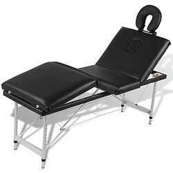 vidaXL Table de massage pliable Noir 4 zones avec cadre en aluminium pas cher