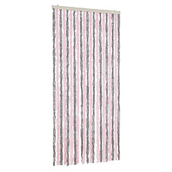 vidaXL Rideau anti-mouches gris argenté et rose 90x220 cm chenille